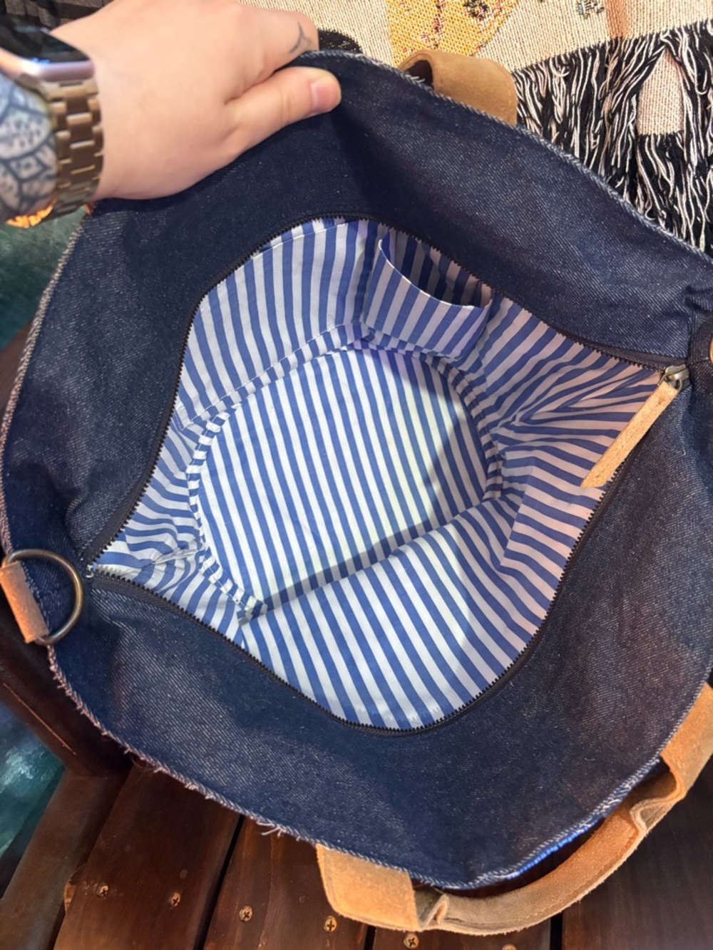 Parker Thatch Denim Bucket Bag w/ D Rings- see description - Picture 5 of 16